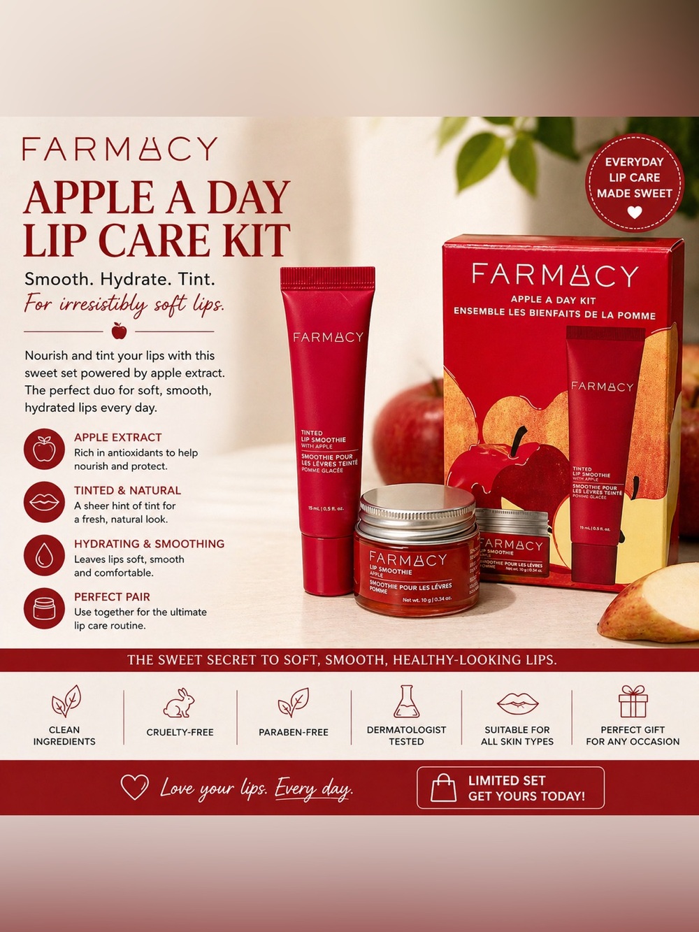 Farmacy Apple A Day Lip Care Kit - Red